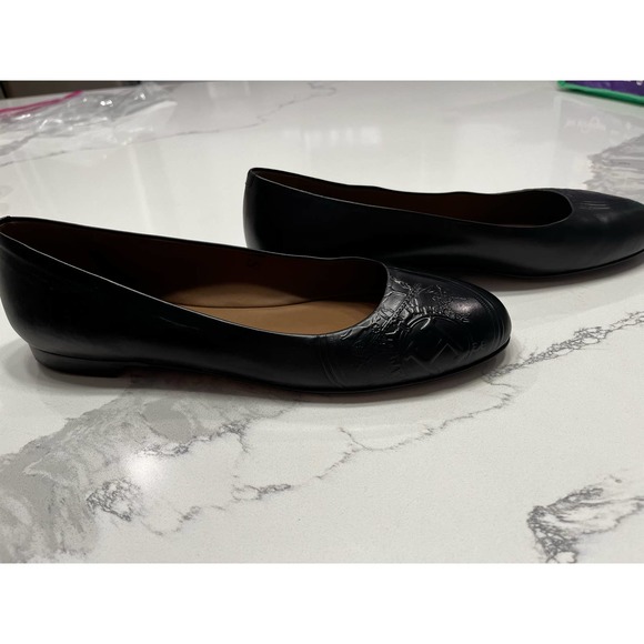 Hermes Glossy Calfskin Neuilly Ballerina Flats Black size 40.5 - Picture 1 of 9